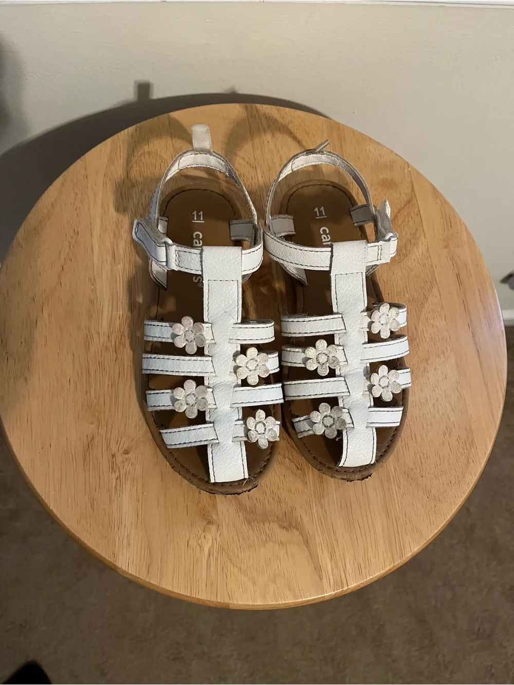 Carter’s Girls White Floral Gladiator Sandals Size 11